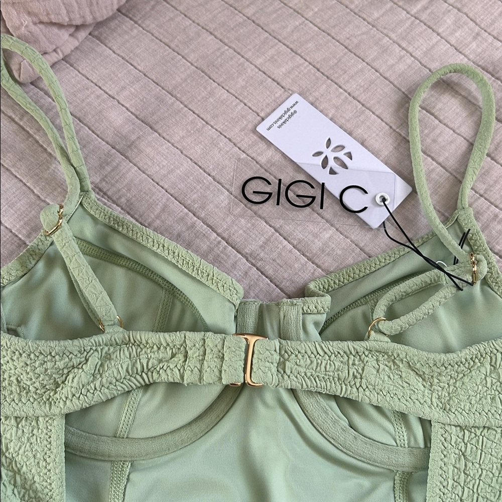 NWT Gigi C holly one piece jade embossed snake print underwire swimsuit S - Picture 10 of 11